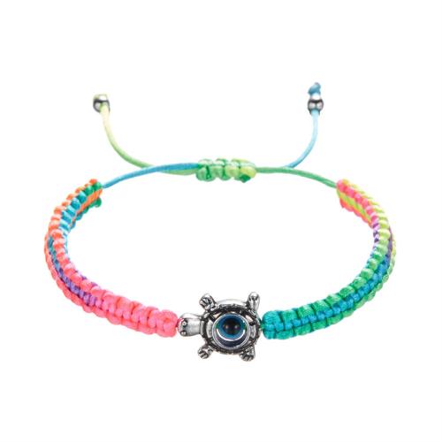 Evil Eye Jewelry Bracelet, Knot Cord, with Zinc Alloy, handmade & fashion jewelry & Unisex & adjustable Approx 16-26 cm 