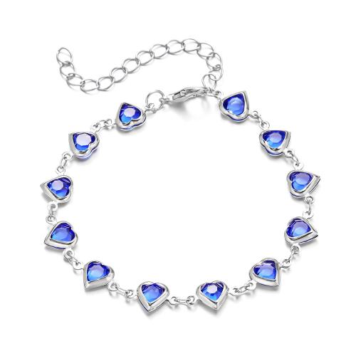 Zinc bracelets en strass en alliage , alliage de zinc, avec 5cm chaînes de rallonge, coeur, Placage, bijoux de mode & pour femme & avec strass, plus de couleurs à choisir cm, Vendu par PC