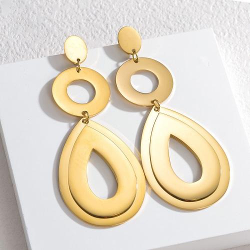 Stainless Steel Drop Earring, 304 Stainless Steel, Teardrop, gold color plated, for woman 