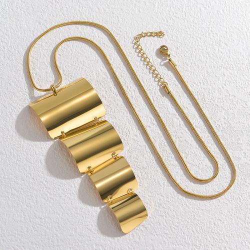 Нержавеющая сталь свитер цепи ожерелье, Нержавеющая сталь 304, с 7CM наполнитель цепи, плакирован золотом, Женский, длина:73 см, продается PC