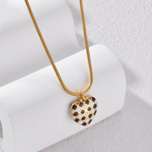 Titanium Steel Jewelry Necklace, with 5CM extender chain, Heart, gold color plated & for woman 