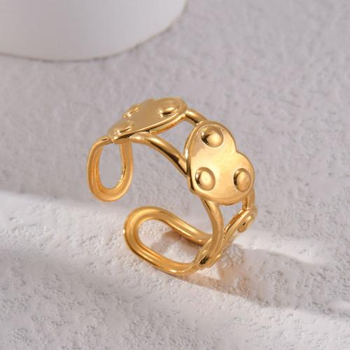 Titanium Steel Finger Ring, Heart, gold color plated, for woman 