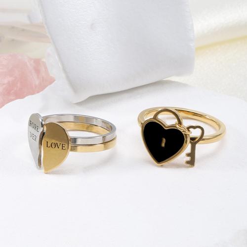 Titanium Steel Finger Ring, Heart, plated, fashion jewelry  US Ring 