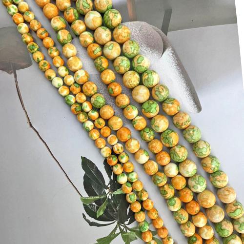 Rain Flower Stone Beads, Round, DIY yellow [