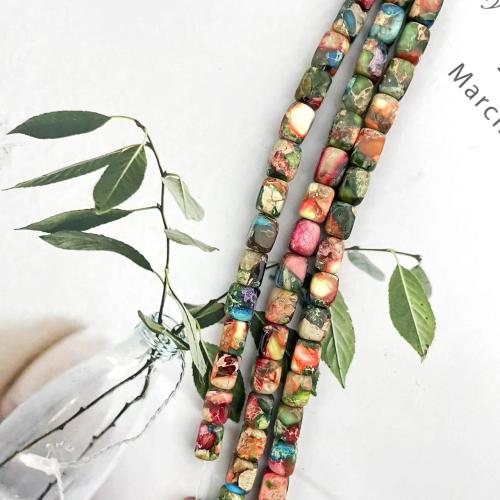 Perles de pierre gemme mixte, Jaspe d'impression, cadre, DIY, couleurs mélangées Environ Vendu par brin