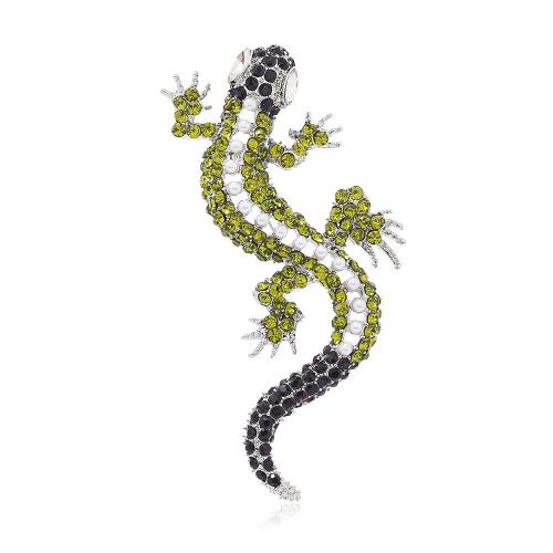 Strass Zink Legierung Brosche, Zinklegierung, mit Kunststoff Perlen, für Frau & mit Strass, grün, 45x10mm, verkauft von PC