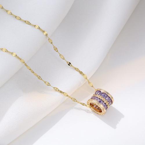 Titan Schmuck Halskette, Titanstahl, mit Verlängerungskettchen von 5cm, Micro pave Zirkonia & für Frau, keine, Länge:40 cm, verkauft von PC