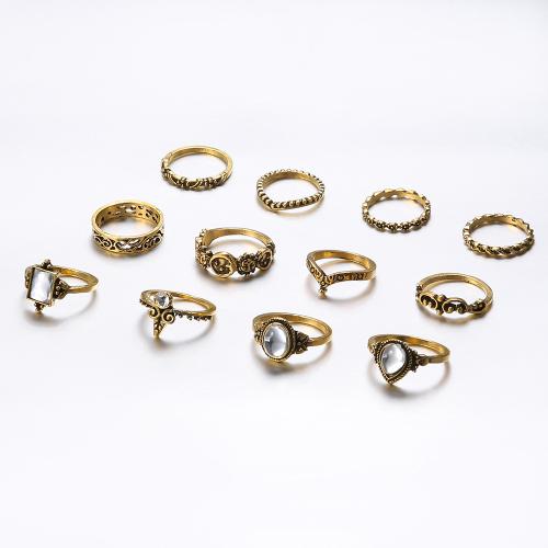 Zinc Alloy Ring Set, plated, eleven pieces & for woman & with rhinestone 