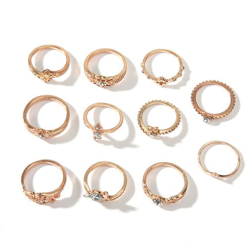 Zinc Alloy Ring Set, plated, 10 pieces & for woman & with rhinestone 