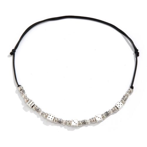 Zinc Alloy Necklace, with Wax Cord, Dice, plated, fashion jewelry & for man Approx 27.5 Inch 