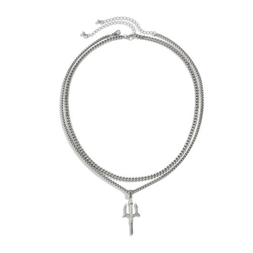 Zinc Alloy Necklace, with iron chain, with 2.7inch extender chain, platinum color plated, Double Layer & fashion jewelry & for man Approx 19.7 Inch 