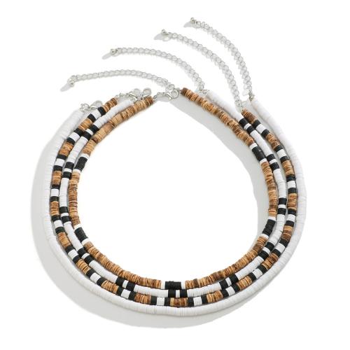 Holz Halskette, mit Polymer Ton, mit Verlängerungskettchen von 2.7inch, handgemacht, Modeschmuck & mehrschichtig & für den Menschen, Länge:ca. 15.7 ZollInch, verkauft von setzen