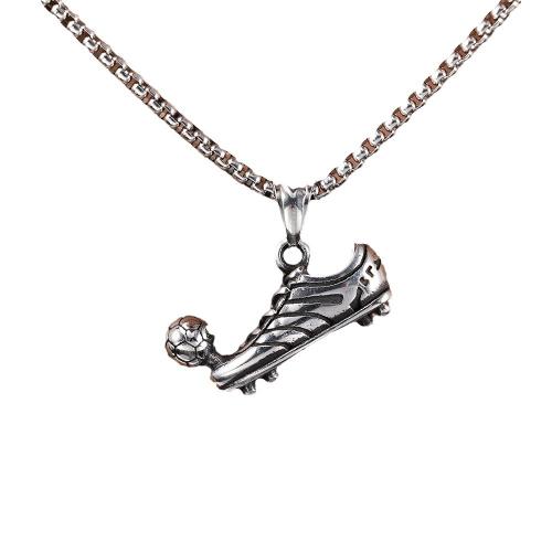Stainless Steel Jewelry Necklace, 304 Stainless Steel, Football Boots, polished, fashion jewelry & for man, original color Approx 60 cm 
