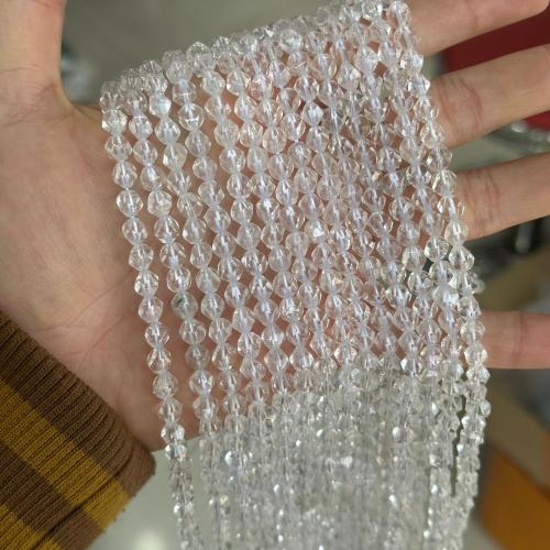 Natural Clear Quartz Beads, Polygon, polished, fashion jewelry & DIY & faceted, clear Approx 38 cm 