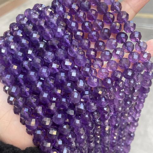 Natural Amethyst Beads, Round, fashion jewelry & DIY & faceted, purple Approx 38 cm 