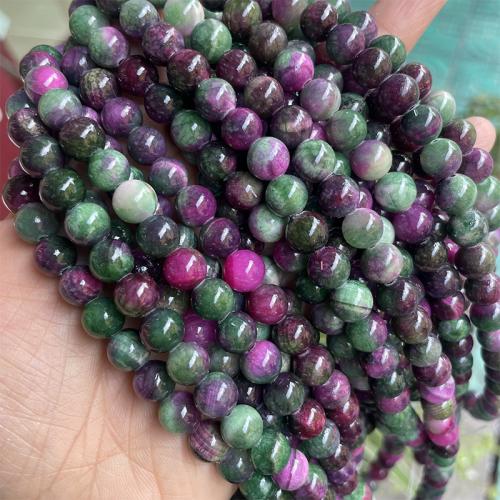 Single Gemstone Beads, Jade, Round, fashion jewelry & DIY mixed colors Approx 38 cm 
