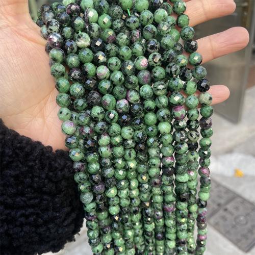 Perles en rouge vert, Rubis en Zoïsite, Rond, bijoux de mode & DIY & normes différentes pour le choix & facettes, couleurs mélangées Environ 38 cm, Vendu par brin