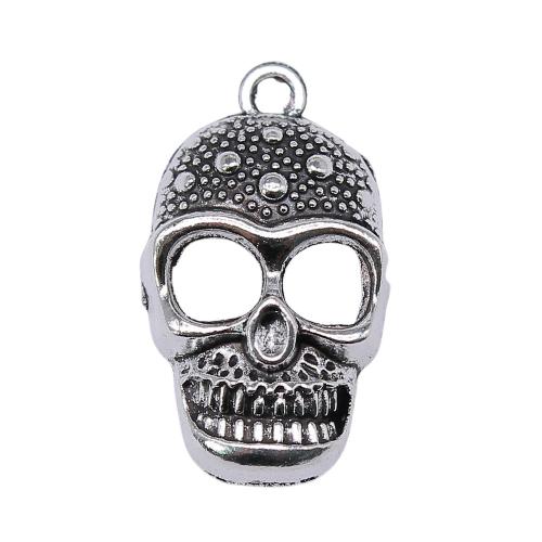 Zinc Alloy Skull Pendants, antique silver color plated, vintage & fashion jewelry & DIY & hollow 