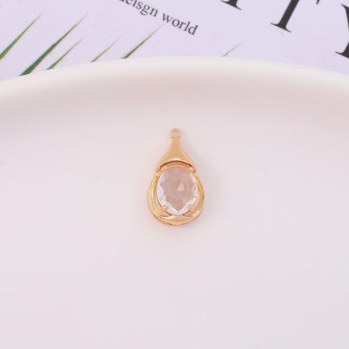 Crystal Brass Pendants, with Crystal, Teardrop, gold color plated, fashion jewelry & DIY 