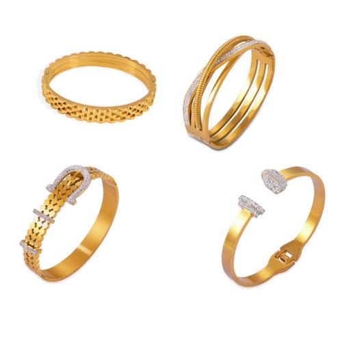 Titanium Steel Bracelet & Bangle, fashion jewelry & for woman, golden 