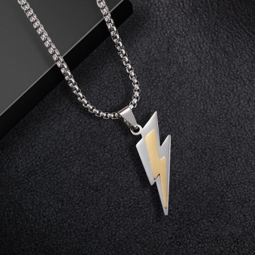 Stainless Steel Jewelry Necklace, 304 Stainless Steel, Lightning Symbol, fashion jewelry & Unisex Approx 60 cm 