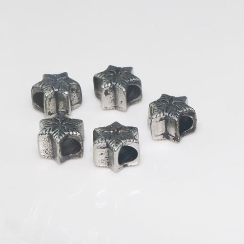Stainless Steel Large Hole Beads, 304 Stainless Steel, Snowflake, DIY, original color Approx 4.5mm 