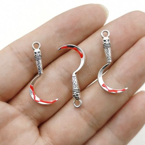 Zinc Alloy Jewelry Pendants, Sword, silver color plated, DIY, red 