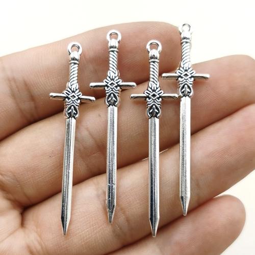Zinc Alloy Jewelry Pendants, Sword, silver color plated, DIY 