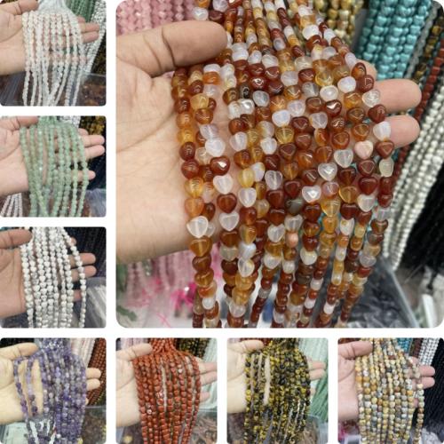 Einzelne Edelstein Perlen, Naturstein, Herz, DIY & verschiedenen Materialien für die Wahl, keine, 8x5mm, ca. 50PCs/Strang, verkauft von Strang