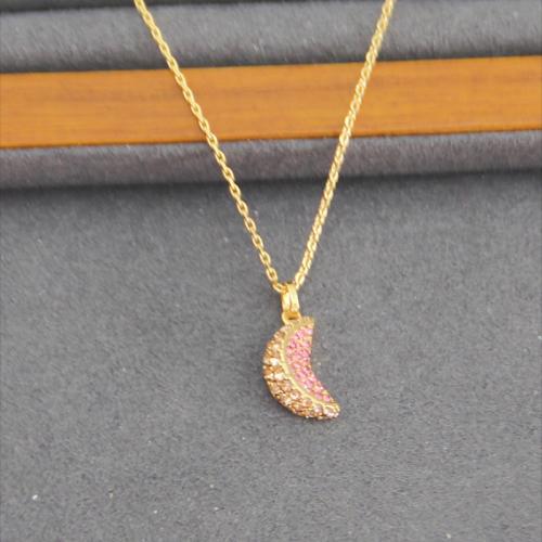 Корень Циркон Микро вымощает латунь ожерелье, Латунь, с 7CM наполнитель цепи, Другое покрытие, инкрустированное микро кубического циркония & Женский, Золотой, длина:Приблизительно 42 см, продается PC
