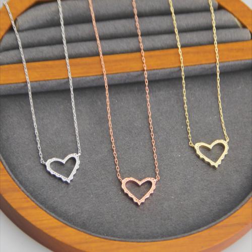 Brass Jewelry Necklace, with 5CM extender chain, Heart, plated, for woman Approx 37 cm 