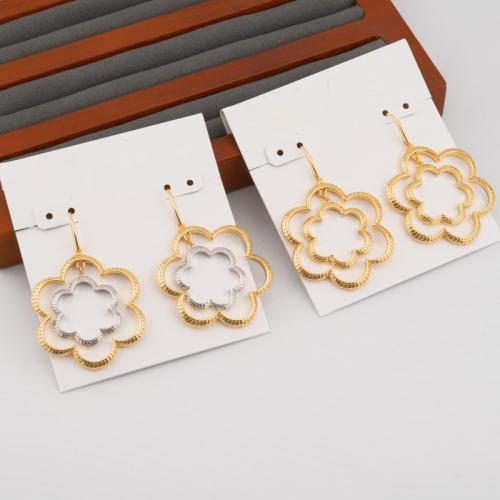 Brass Drop Earring, petals, plated, for woman 31mm 