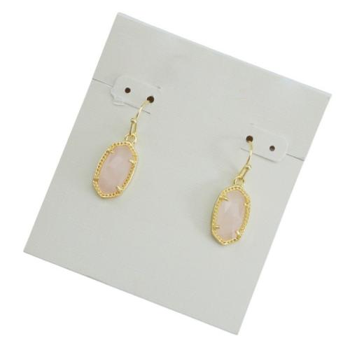Quartz Earring, Brass, with Rose Quartz, plated, for woman 