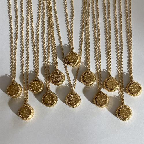 Titan Schmuck Halskette, Titanstahl, mit Verlängerungskettchen von 5cm, Vakuum-Ionen-Beschichtung, Konstellation Schmuck & für Frau, goldfarben, Länge:45 cm, verkauft von PC