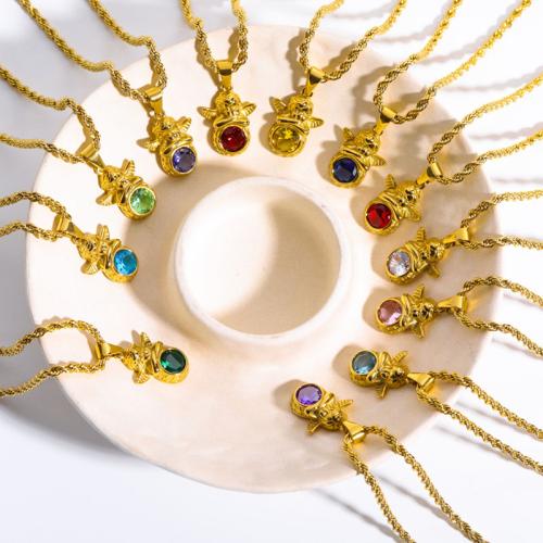 Collier de bijoux de titane, Acier titane, Placage, pavé de micro zircon & pour femme, plus de couleurs à choisir Environ 41-50 cm, Vendu par PC