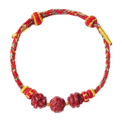 Cotton Cord Bracelet, with Cinnabar, Chinese Zodiac, handmade, braided & for woman Approx 6-8 Inch 