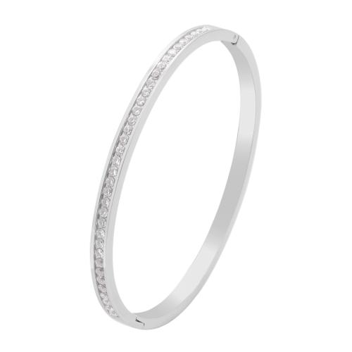 Titanium Steel Bracelet & Bangle, plated, fashion jewelry & for woman & with rhinestone Inner Approx 58mm 