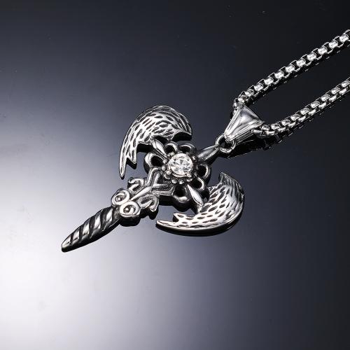 Stainless Steel Jewelry Necklace, 304 Stainless Steel, Angel Wing, polished, fashion jewelry & Unisex & with rhinestone, original color Approx 60 cm 