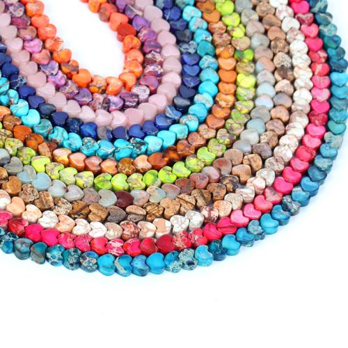 Gemischte Edelstein Perlen, Naturstein, Herz, poliert, Modeschmuck & DIY, keine, 6x3mm, ca. 80PCs/Strang, verkauft von Strang