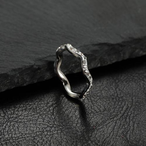 Rhinestone Stainless Steel Finger Ring, 304 Stainless Steel, fashion jewelry & Unisex & with rhinestone 