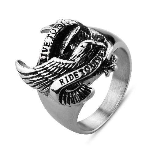 Anillo de dedo de acero Titanium de, Partículas de acero, Águila, Ungir, Joyería & diverso tamaño para la opción & para hombre, Vendido por UD