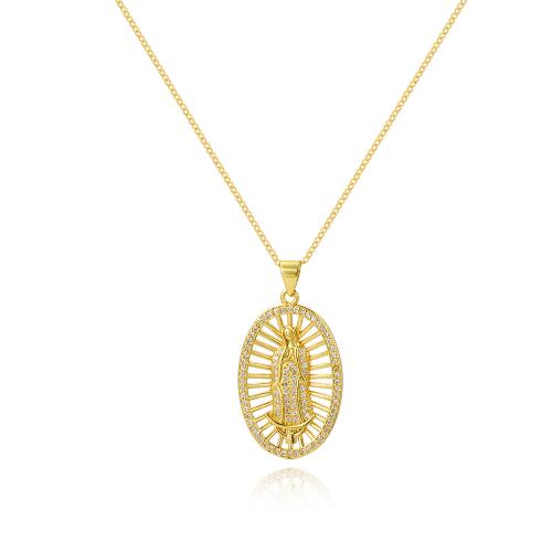 Cubic Zircon Micro Pave Sterling Silver Necklace, Brass, with 5cm extender chain, 18K gold plated, fashion jewelry & micro pave cubic zirconia & for woman Approx 45 cm 