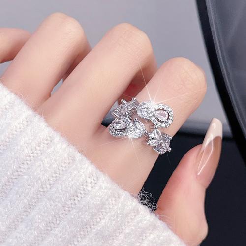 Rhinestone Brass Finger Ring, fashion jewelry & for woman & with rhinestone, US Ring 