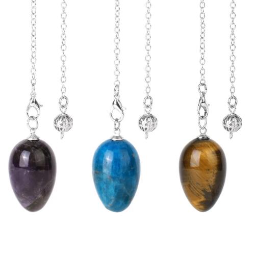 Brass Jewelry Pendants, with Gemstone, platinum color plated Approx 22.5 cm 