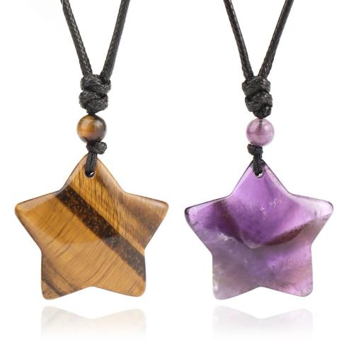 Gemstone Necklaces, with Wax Cord, Star, Adjustable Approx 88 cm 