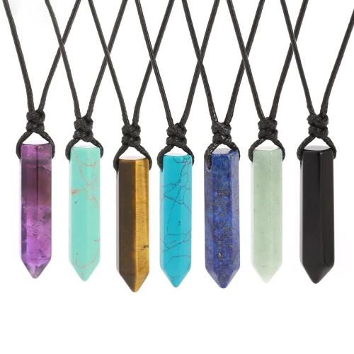 Gemstone Necklaces, with Wax Cord, Adjustable & Unisex Approx 80 cm 
