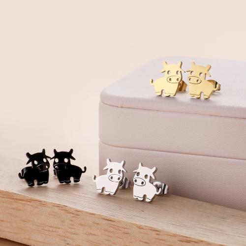 Stainless Steel Stud Earring, 304 Stainless Steel, Cow, fashion jewelry & Unisex 