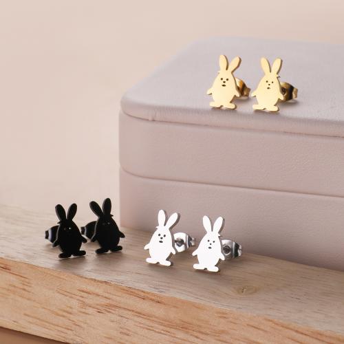 Stainless Steel Stud Earring, 304 Stainless Steel, Rabbit, fashion jewelry & for woman 