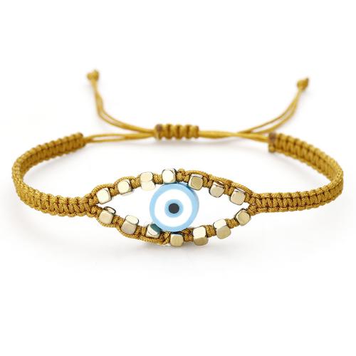 Evil Eye Jewelry Bracelet, Knot Cord, with Polymer Clay & Brass, handmade, fashion jewelry & Unisex & adjustable Approx 16-26 cm 