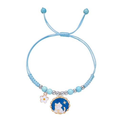 Enamel Zinc Alloy Bracelets, Knot Cord, with Zinc Alloy, handmade, fashion jewelry & adjustable & for woman Approx 14-29 cm [